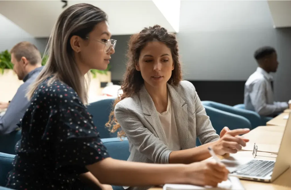 two colleagues working together